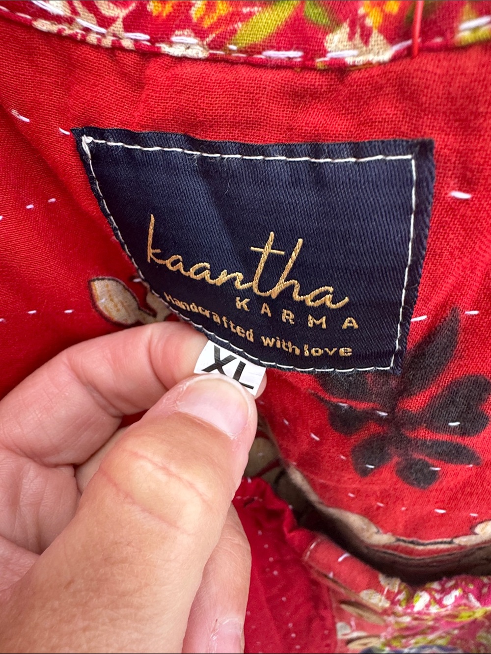 Kantha Patchwork Boho Jumpsuit with Button Front - Picture 5 of 12